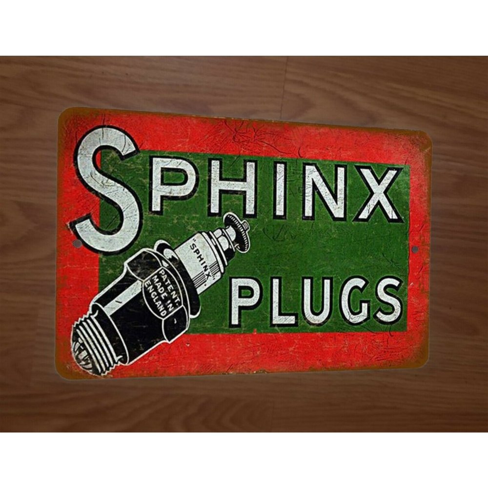 Vintage Look Sphinx Spark Plugs Garage 8x12 Metal Wall Sign